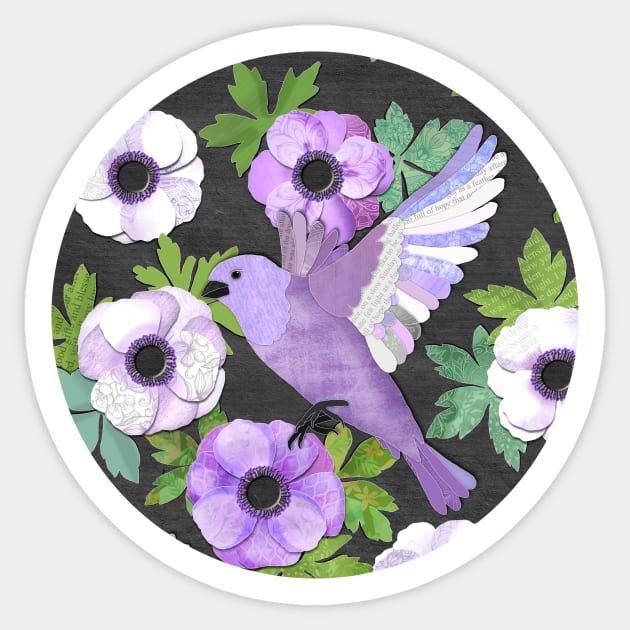 Purple Paper Anemone Collage Sticker by micklyn